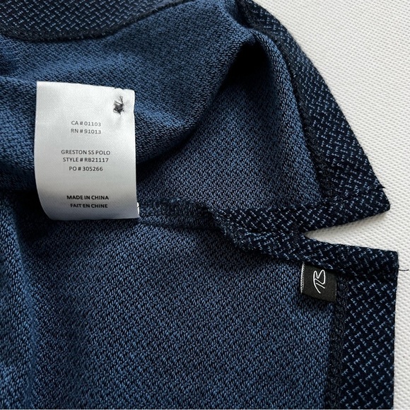 Robert Barakett Creston Micropattern Jacquard Polo Sz. XL Navy Blue Short Sleeve - Picture 10 of 12